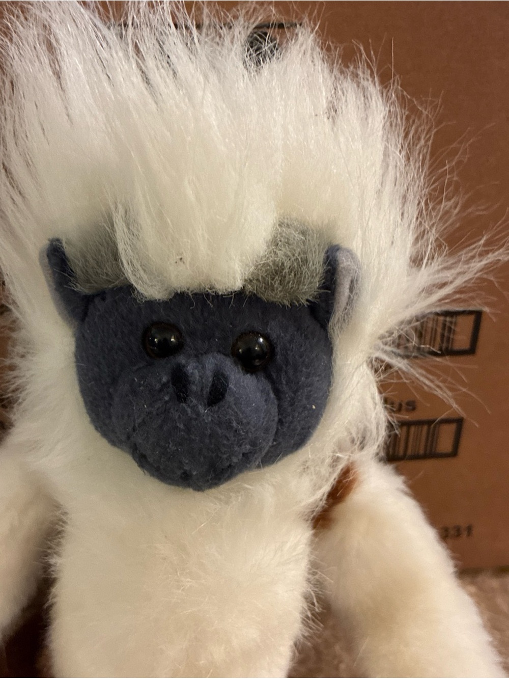 Wild Republic Long-Limbed Tamarin Plush Monkey Cream Fur Gray Tail 17” - Picture 3 of 9